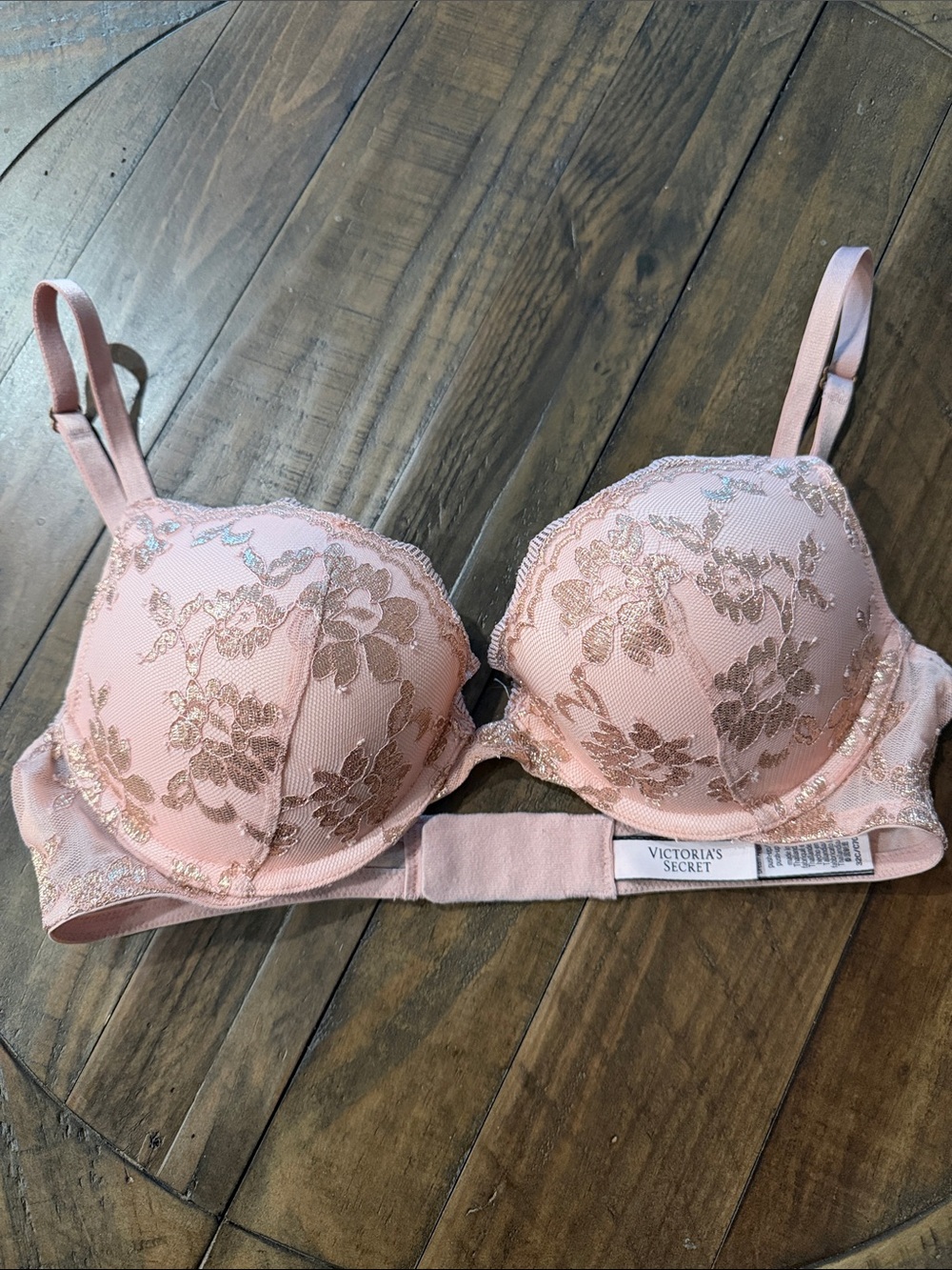 Victoria's Secret Blush Pink Lace-Embroidered Push-Up Bra 32C